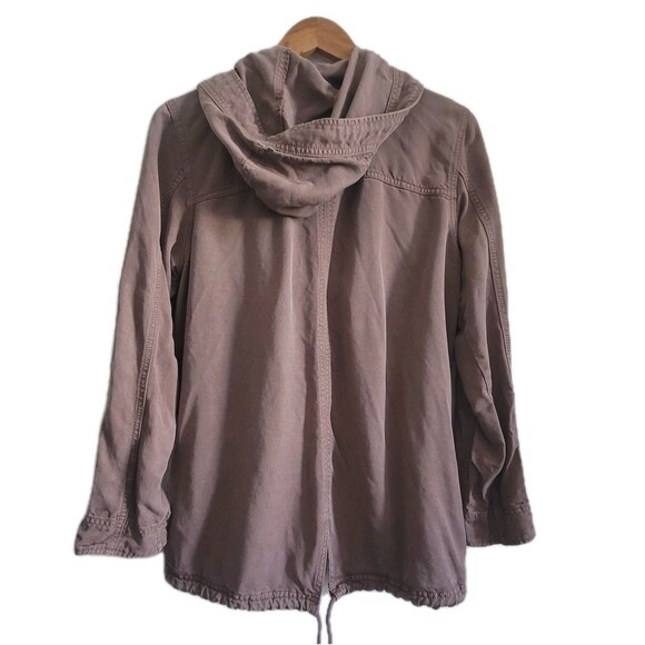 American Eagle Jacket Womens Size M Burgundy Zip Up Utility Military Hoodie - Picture 2 of 13